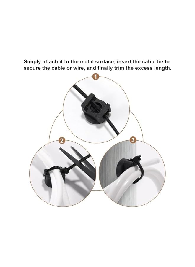 S-TOP 10 Pcs Magnetic Cable Tie Mounts, Strong Magnet Base Holders for Zip Ties, Multipurpose Wire Organizer for Home, Office, Car, and Boat Electrical Management, Useful Cable OrganizersTools (Black) - Image 3