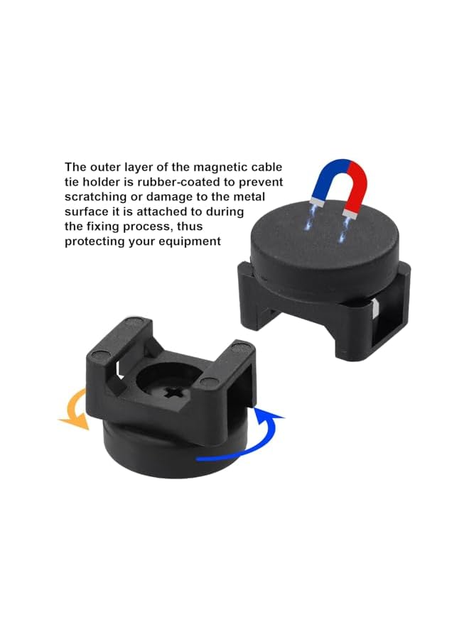 S-TOP 10 Pcs Magnetic Cable Tie Mounts, Strong Magnet Base Holders for Zip Ties, Multipurpose Wire Organizer for Home, Office, Car, and Boat Electrical Management, Useful Cable OrganizersTools (Black) - Image 2