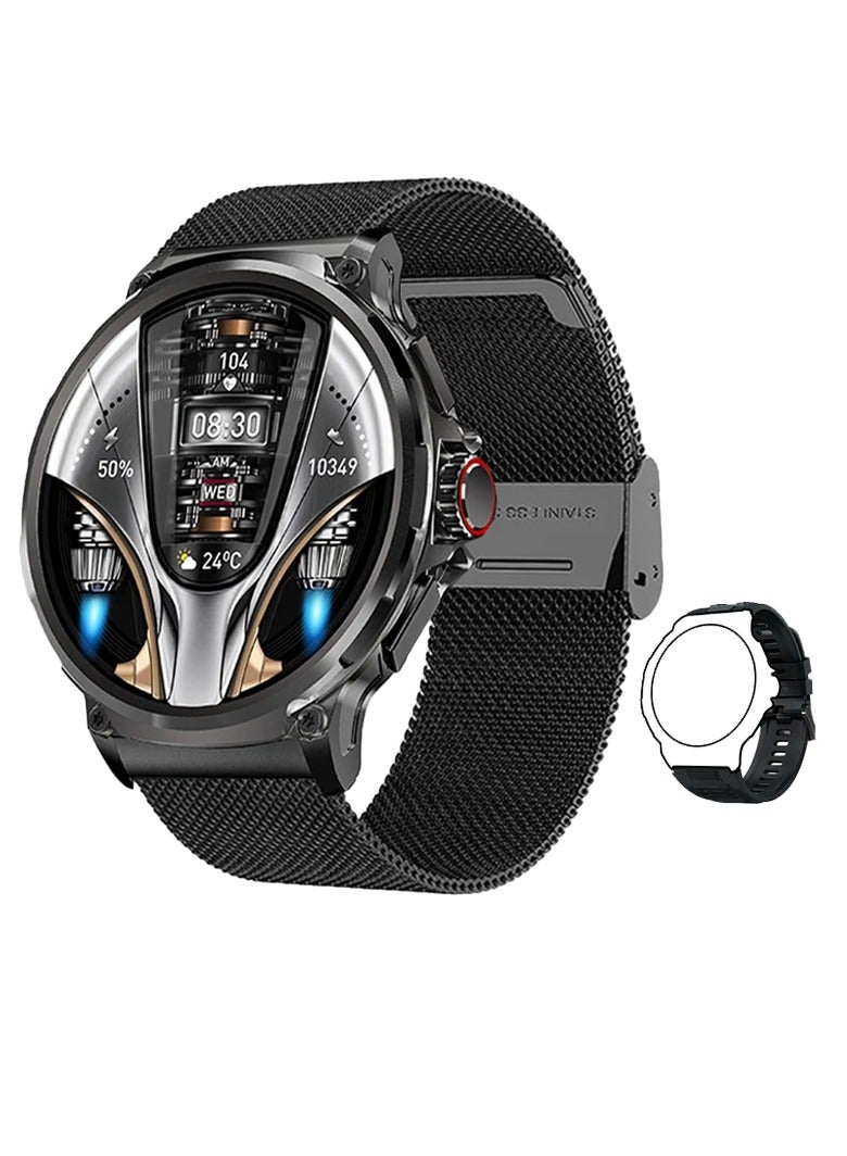 AROAQ V69 Smartwatch, 1.85 Inch Ultra HD Display Men Smartwatch, IP68 Waterproof Fitness Tracker Watch, Comfortable Smart Wristwatch With 100 Plus Exercise Modes, (Black Mesh Belt Plus Original Strap)