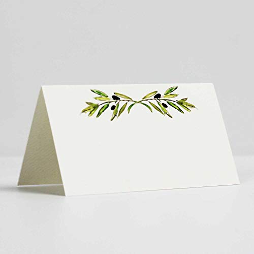 Nancy Nikko Place Cards with Green Leafy Olive Branch for Weddings, Showers, and Dinner Parties. Table Tent Style, Scored for Easy Folding. Available in Pkgs of 12/25 / 50 (25) - Image 5