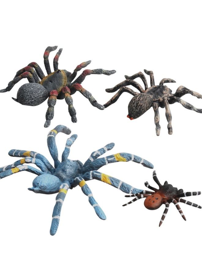 Set of 4 Simulated Spider Model, Fake Spider Action Model, Realistic Spider Figurines, Plastic Spider Figure for Collection Science Educational - Image 2