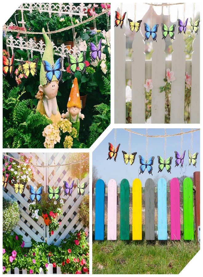 Josojoou 24PCS Wooden Hanging Butterfly Decorations with String, Colorful Wooden Butterfly Decoration, Butterflies Hanging Ornaments for Spring and Summer Trees Home Farmhouse Party Christmas Tree DIY Craft - Image 5