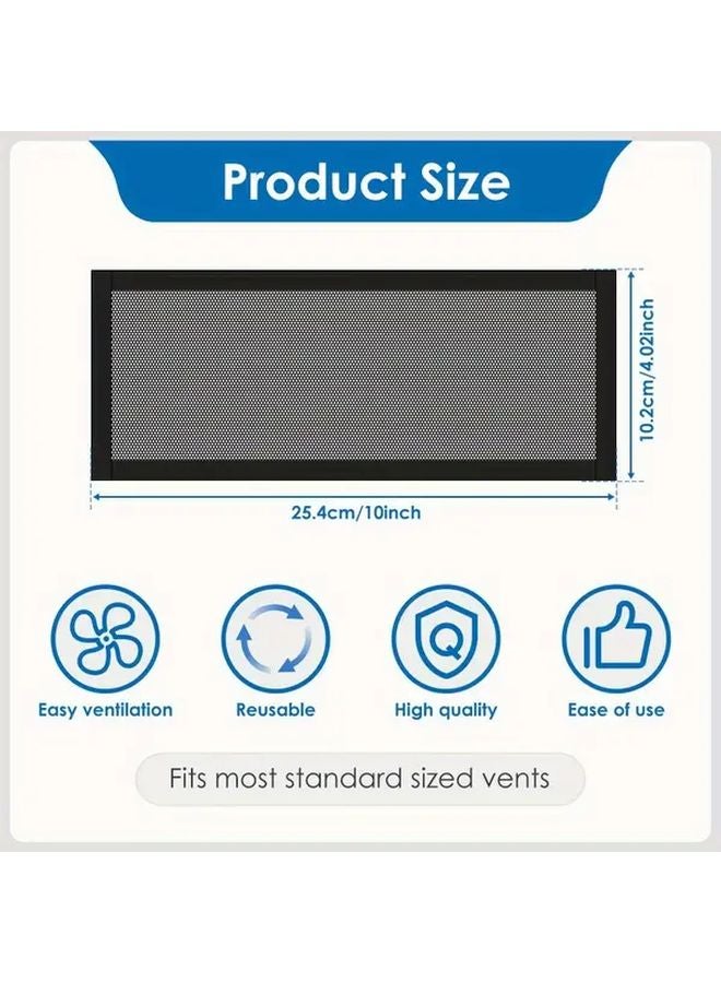 غطاء فتحة تهوية مغناطيسي أسود مقاس 4 × 10 بوصة بشاشة شبكية متينة للأرضية والسقف - Image 5