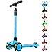 Allek Kick Scooter B03 Lean N Glide 3Wheeled Push Scooter with Extra Wide PU LightUp Wheels Any Height Adjustable Handlebar and Strong Thick Deck for Children from 312yrs Aqua Blue - Image 3