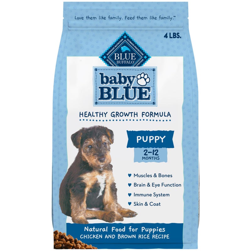 Blue Buffalo Baby Blue Natural Dry Food for Puppies, Healthy Growth Formula with DHA, Savory Chicken Recipe, 4-lb Bag - Image 1