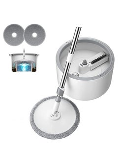 Rotary Squeeze Mop and Bucket Microfiber Mop Pads Hand Free Wringing Floor Clean Mop with 2 Pads