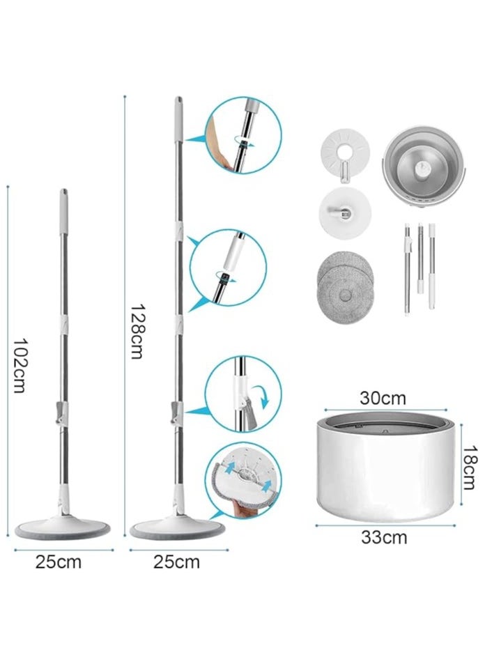 Generic - Rotary Squeeze Mop and Bucket Microfiber Mop Pads Hand Free Wringing Floor Clean Mop with 2 Pads - Image 1