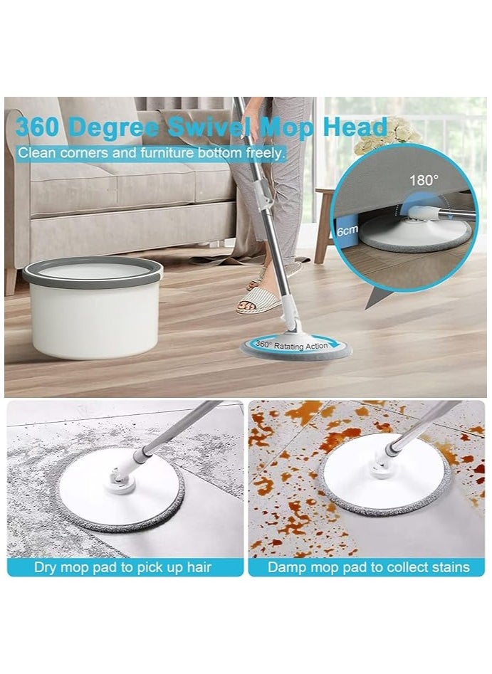 Generic - Rotary Squeeze Mop and Bucket Microfiber Mop Pads Hand Free Wringing Floor Clean Mop with 2 Pads - Image 1