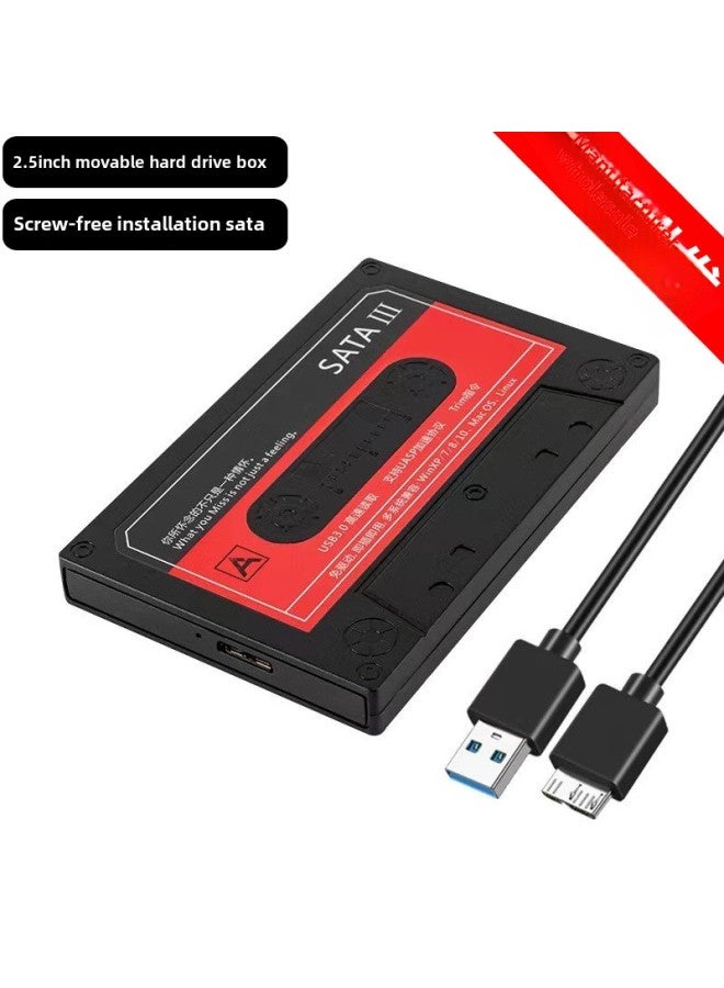 USB3.0 Classic Nostalgic Tape SATA Mobile Hard Disk Box 2.5 Inch Serial Port SSD Notebook Hard Disk Box Wholesale-Color:Black  - Image 2