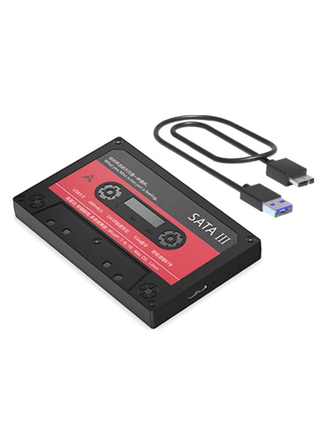 USB3.0 Classic Nostalgic Tape SATA Mobile Hard Disk Box 2.5 Inch Serial Port SSD Notebook Hard Disk Box Wholesale-Color:Black  - Image 1