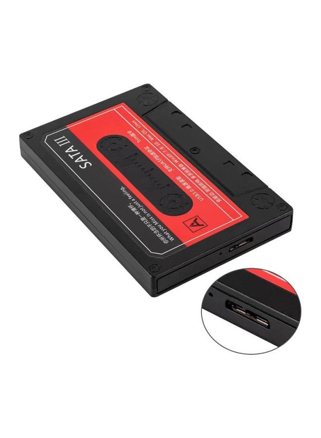 USB3.0 Classic Nostalgic Tape SATA Mobile Hard Disk Box 2.5 Inch Serial Port SSD Notebook Hard Disk Box Wholesale-Color:Black  - Image 4