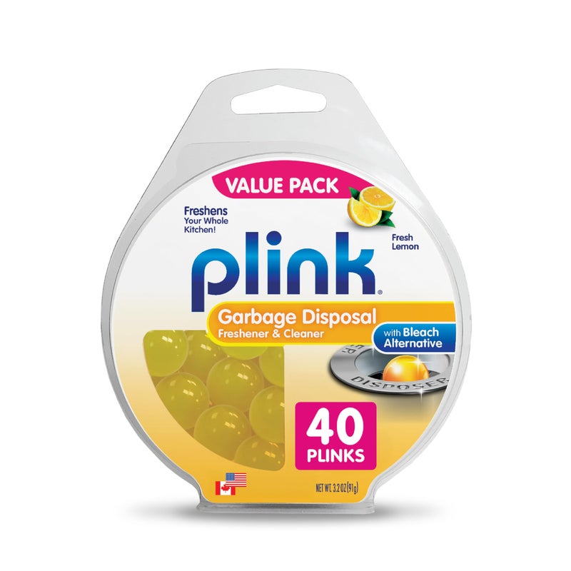 Plink Garbage Disposal Cleaner Freshener Odor Removing Balls Easy to Use Fresh Lemon Scent 40 Count