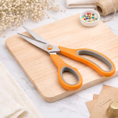 Bagonias 9.8" Multipurpose Scissors – Ultra Sharp Stainless Steel Shears – Heavy Duty Comfort-Grip Scissors for Kitchen, Fabric, Sewing, Craft, Office, Home & School – Orange (1 Pack) - Image 4