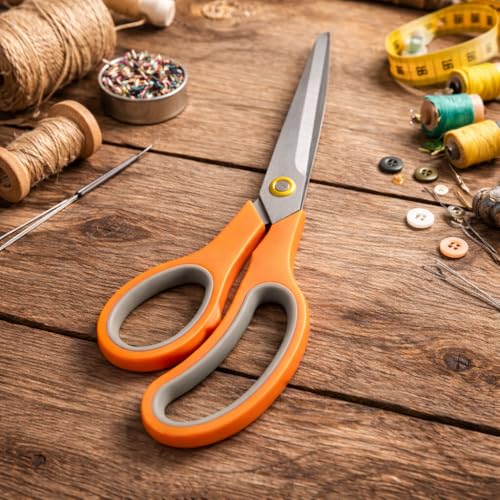 Bagonias 9.8" Multipurpose Scissors – Ultra Sharp Stainless Steel Shears – Heavy Duty Comfort-Grip Scissors for Kitchen, Fabric, Sewing, Craft, Office, Home & School – Orange (1 Pack) - Image 2