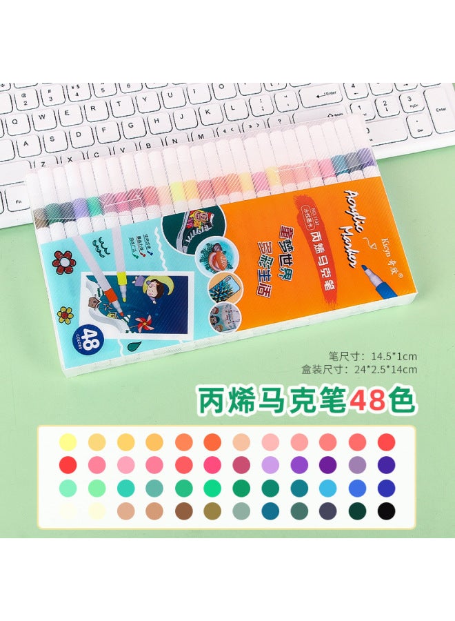 HELPS Children's Water-based Acrylic Marker Pen 12/24/36/48 Student Diy Art Stacked Color Painting Soft Tip Color Pen - Image 1