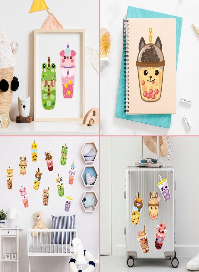 ANGOLIO 40Pcs Make A Face Boba Tea Stickers Make Your Own Animals Stickers Mix and Match Sweets and Boba Tea Party Favor Supplies for Kids Ice Cream Sticker Games Birthday DIY Art Crafts - Image 5