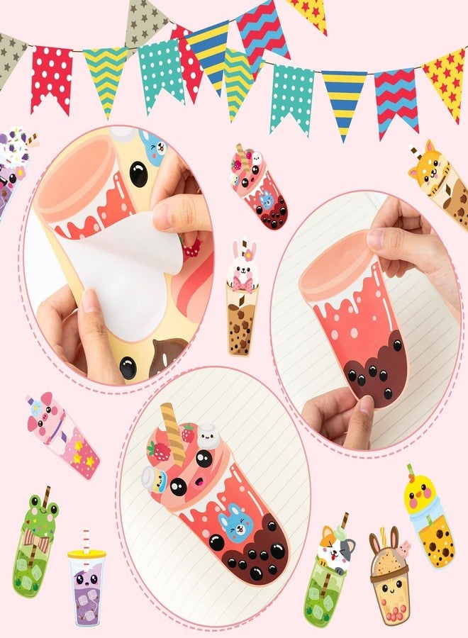 ANGOLIO 40Pcs Make A Face Boba Tea Stickers Make Your Own Animals Stickers Mix and Match Sweets and Boba Tea Party Favor Supplies for Kids Ice Cream Sticker Games Birthday DIY Art Crafts - Image 3