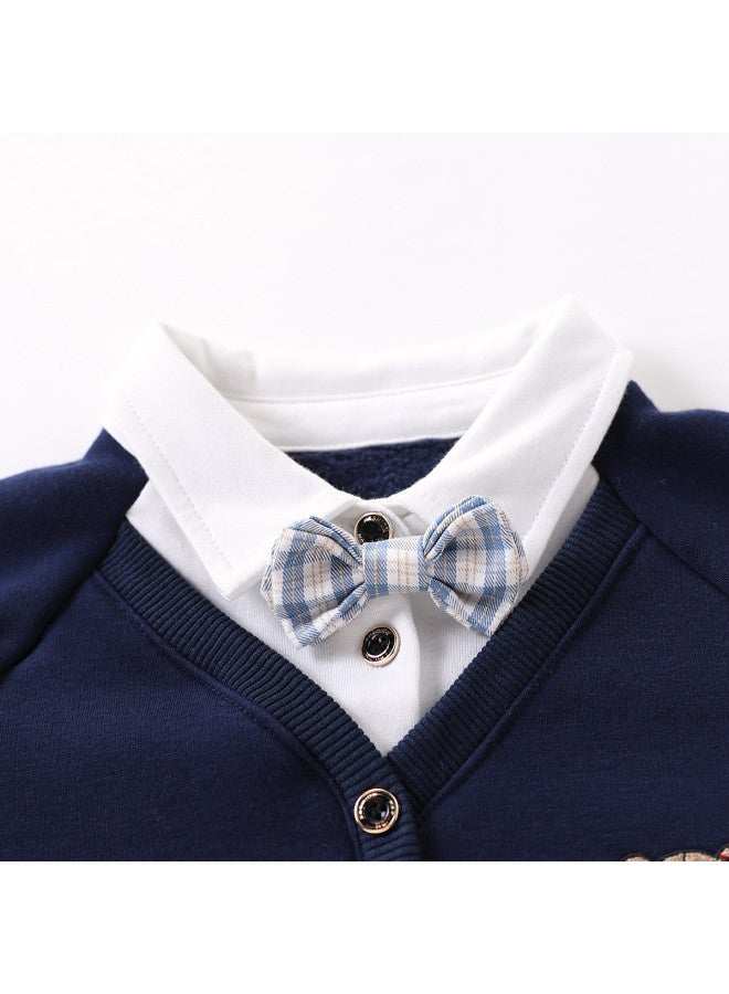 Baby Boys' Fleece Polo Collar Two-piece Set Children's Sportswear Thick - Image 5