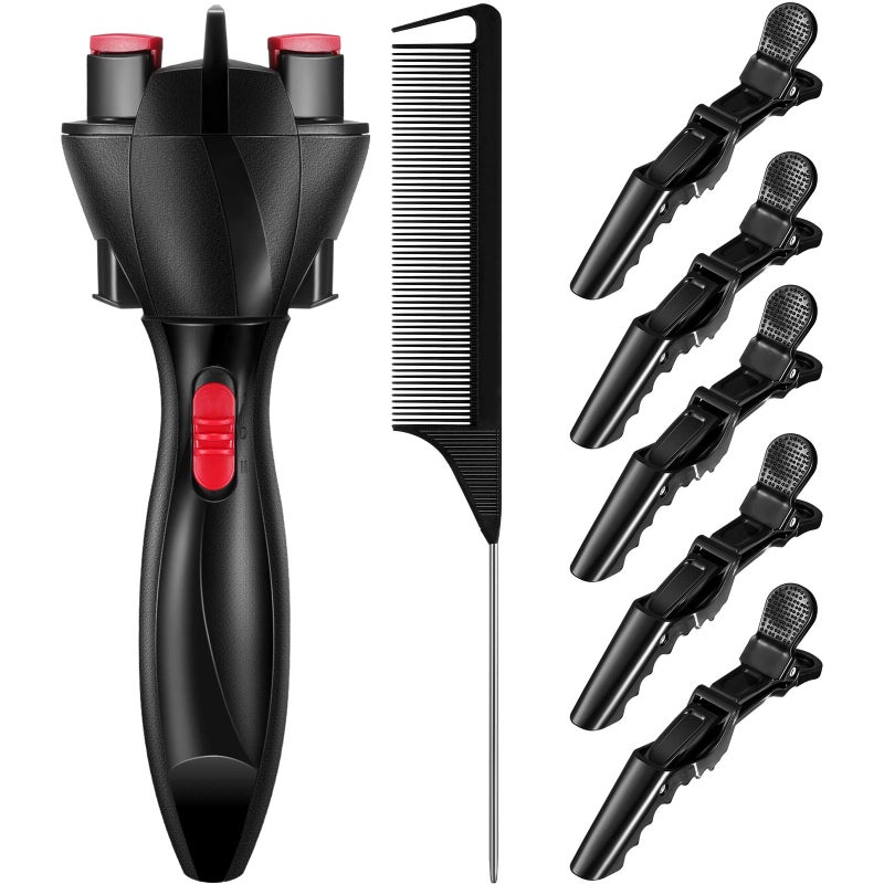 7 Pieces Automatic Braider Set  Electronic Braid Maker Hair Twister with Comb and Clips for Styling Black