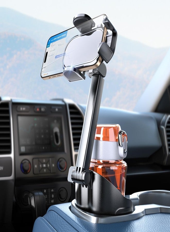 eSamcore Cup Holder Phone Holder, Unobstructed Cup Holder Phone Mount for Your Car Cupholder (2.5"-4") with Flexible C-Shaped Base, 360° Swiveling, 0.8" Deep Clamp Compatible with iPhone 4.7"-7" - Image 1