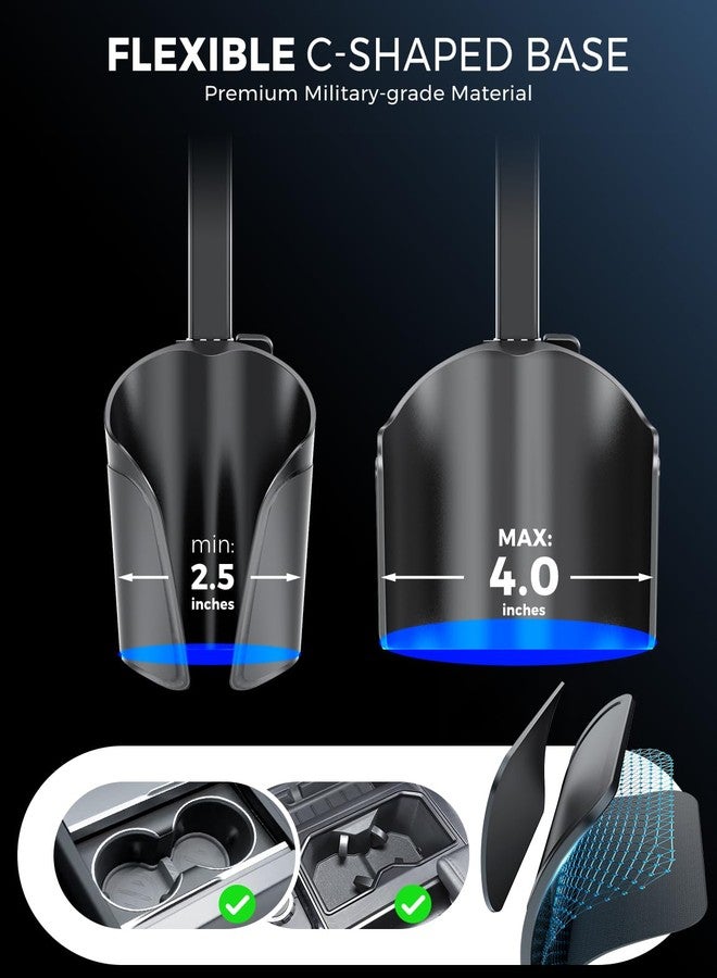 eSamcore Cup Holder Phone Holder, Unobstructed Cup Holder Phone Mount for Your Car Cupholder (2.5"-4") with Flexible C-Shaped Base, 360° Swiveling, 0.8" Deep Clamp Compatible with iPhone 4.7"-7" - Image 3