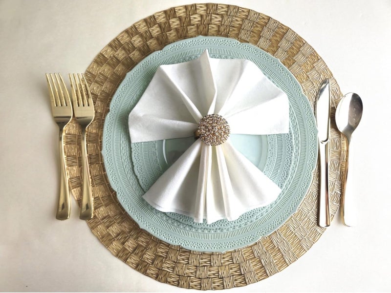 OCCASIONS FINEST PLASTIC TABLEWARE " OCCASIONS " 240 Plates Pack,(120 Guests) Extra Heavyweight Vintage Wedding Disposable/Reusable Plastic Plates 120x11'' Dinner + 120x8.25'' Salad/Dessert Plate (Chateau Mint) - Image 5