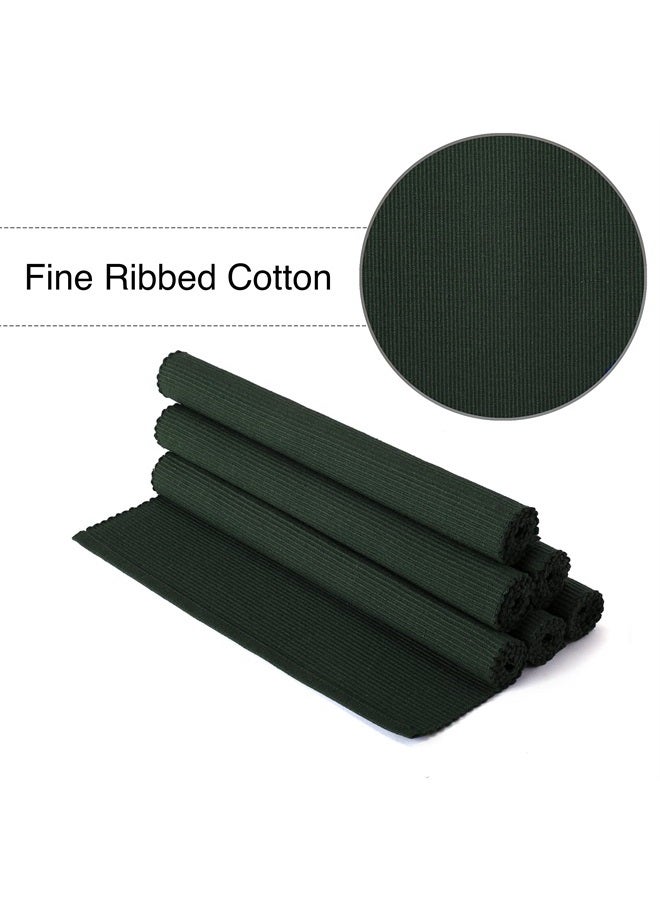 Encasa XO سجاد طاولة تناول الطعام من إنكاسا هومز (مجموعة من 6 قطع) مصنوعة من قطن مضلع فاخر - الحجم المثالي 19"x13"، ألوان وتصاميم عصرية ذكية، للاستخدام في المنزل، المقاهي، المطاعم والفنادق - أخضر داكن - Image 4