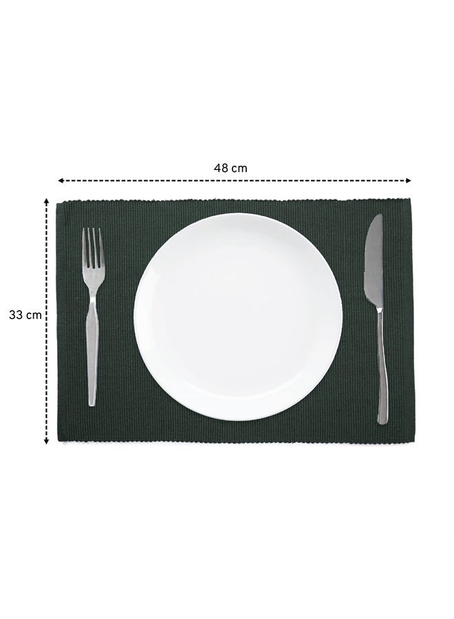 Encasa XO سجاد طاولة تناول الطعام من إنكاسا هومز (مجموعة من 6 قطع) مصنوعة من قطن مضلع فاخر - الحجم المثالي 19"x13"، ألوان وتصاميم عصرية ذكية، للاستخدام في المنزل، المقاهي، المطاعم والفنادق - أخضر داكن - Image 3