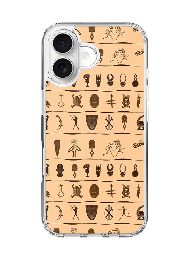 Stylizedd Classic Clear MagSafe Case for iPhone 17 , Hybrid Soft Case Flexible Edges Anti Drop TPU PC Gel Thin Transparent Cover [ Designed for iPhone 17 ] - Tribal Hieroglyphics Full Print