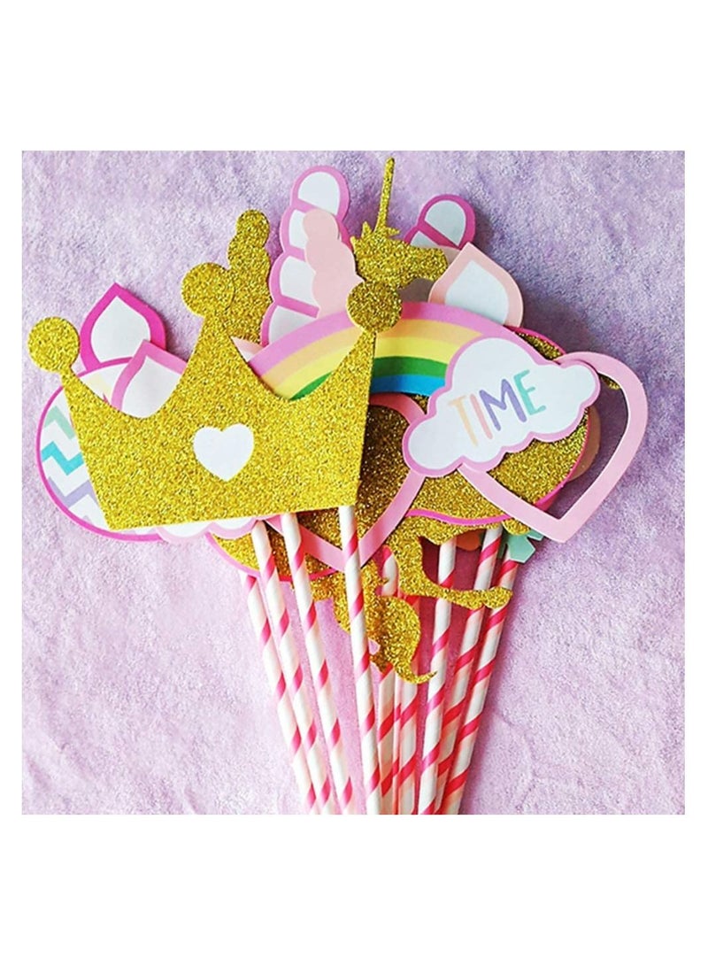 Highland 12 Piece Unicorn Photo Booth Props for Unicorn Birthday Party Decorations - Image 4