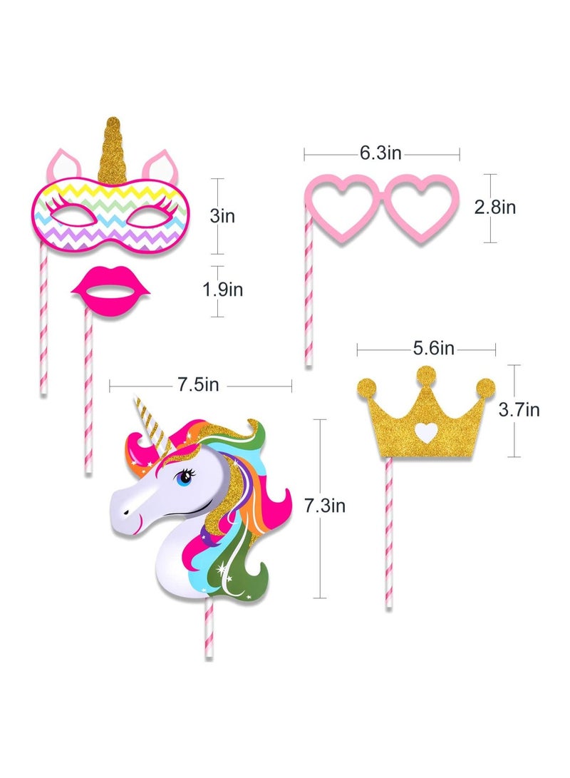 Highland 12 Piece Unicorn Photo Booth Props for Unicorn Birthday Party Decorations - Image 2