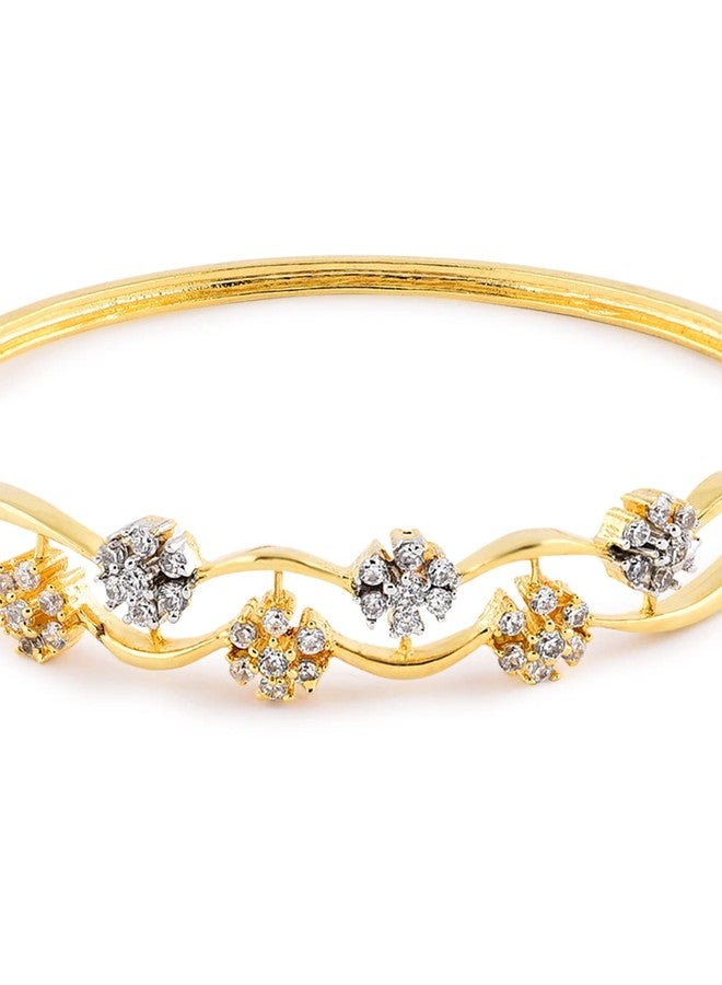 Zaveri Pearls سوار زافيري بيرلز المرصع بأحجار الزركونيا المكعبة بتصميم زهري قابل للفتح للنساء - ZPFK4800 - Image 5