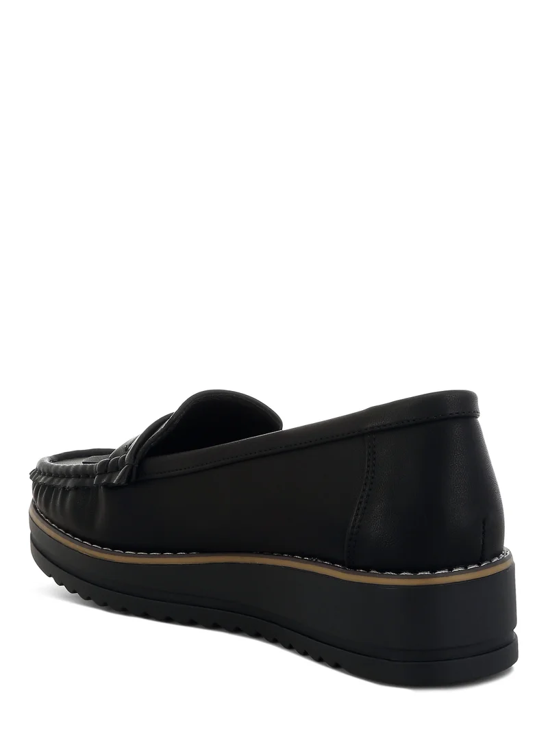 London Rag Fringed Nubuck Loafers in Black