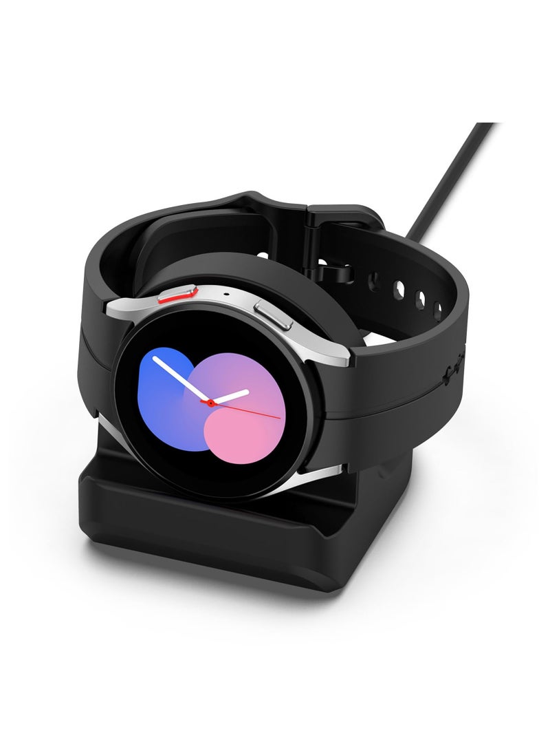 Replacement Charging Dock Compatible with Samsung Galaxy Watch 6/6 Classic/Watch 5/5 Pro Non-Slip Silicone Charging Stand, Charger Base Holder with Cable Management Slot(Black) - Image 4