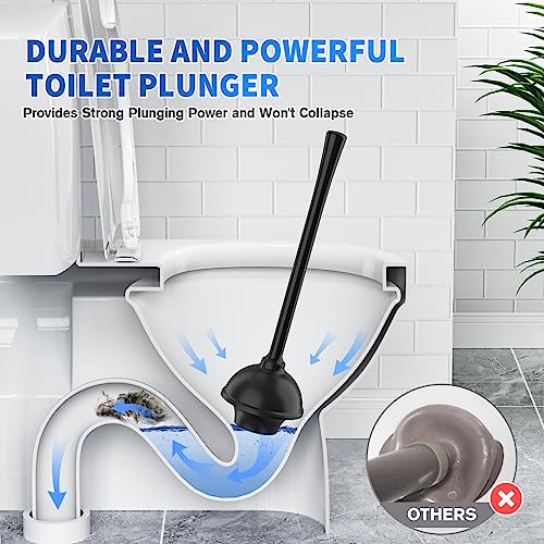 LOVLOY Toilet Plunger and Brush, Silicone Bowl Brush and Heavy Duty Toilet Plunger Set with Ventilated Holder, 2-in-1 Toilet Brush and Plunger Combo for 5.3-inch Toilet Drain Bathroom Cleaning - Image 2