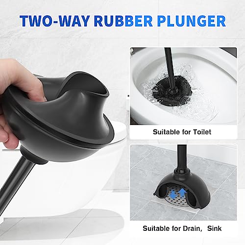 LOVLOY Toilet Plunger and Brush, Silicone Bowl Brush and Heavy Duty Toilet Plunger Set with Ventilated Holder, 2-in-1 Toilet Brush and Plunger Combo for 5.3-inch Toilet Drain Bathroom Cleaning - Image 3