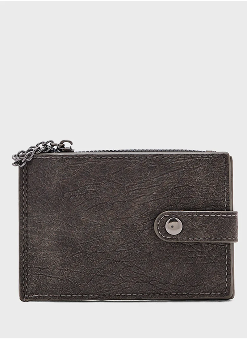 Robert Wood Bi-Fold Wallet With Attached Key Chain