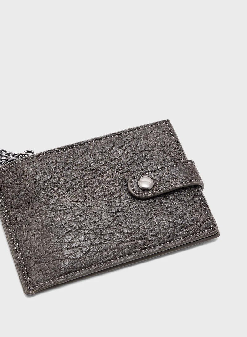 Robert Wood Bi-Fold Wallet With Attached Key Chain