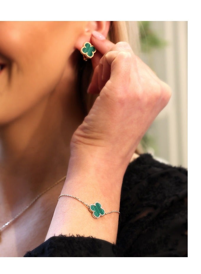 Luxuria Luxuryria 18K Gold Plated Stainless Steel Bracelet, Fashion Luxury Lucky Four Leaf Clover Shell Bracelet for Women, Jewelry Gift Bracelets for Women - Image 1