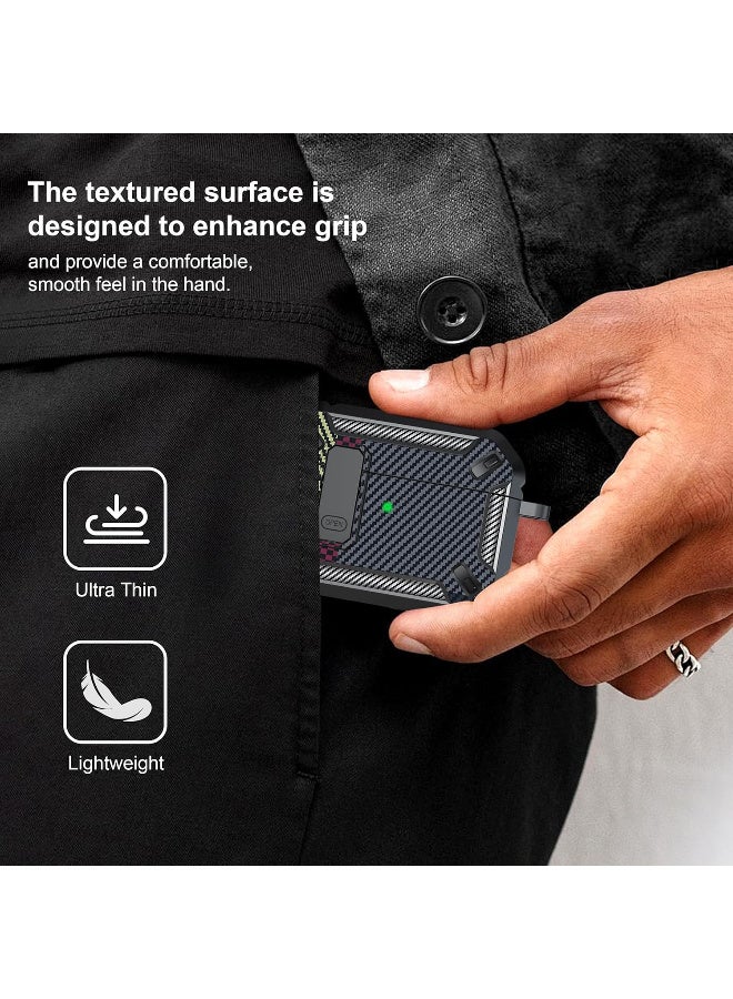 AirPods Pro 2Gen/1st Gen Case with hook, Military Hard Protective Armor with Lock, for AirPod Pro 2 Charging Case (2023/2022/2019, 2nd Gen/1st Gen) (Carbon Fiber Ash)  - Image 2