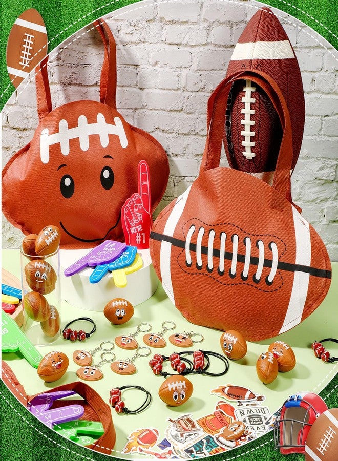 Maxdot 122 Pcs Football Party Favors Set Serve 12 Football Non Woven Goodie Bags Mini Face Stress Foam Finger Ball Keychain Bracelet Stickers bags for Kids Sports Birthday Party Supplies Gifts - Image 5