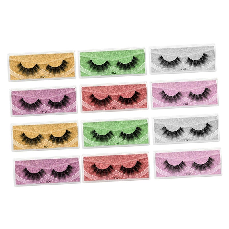 12 Pairs Mixed Color False Eyelashes Set Dense 3d Curl Fiber Lashes for Women Natural Look Performance Makeup - Image 1