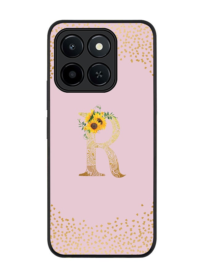 Stylizedd For Honor X6c Case,Slim fit Camera Protection, Shockproof Thin Phone cover  - Custom Floral Monogram - R  (Pink )