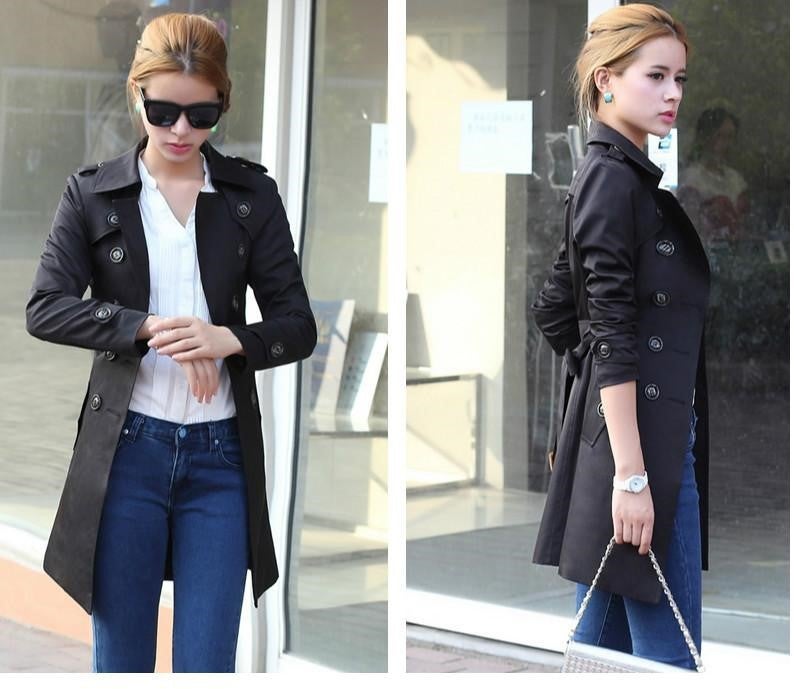 and Autumn Women's Trench Coat Korean Style Mid-Length Coat Ebay Europe Station