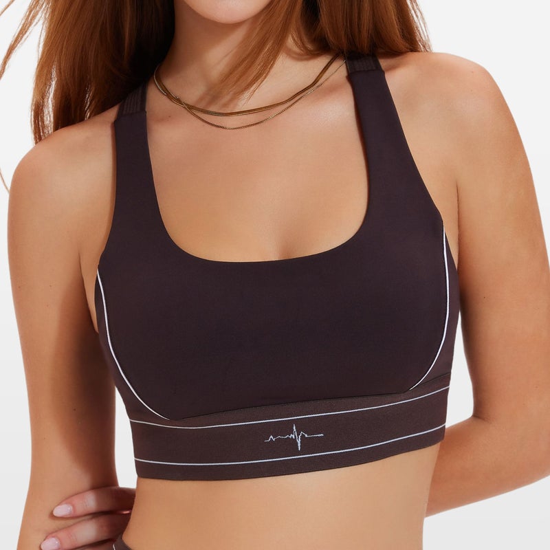 Sports Bra Distilled Coffee Outer Wear Shock-proof Running Fitness Sports Vest Small Breast Push-up Bra Women's Beauty Back Yoga Top