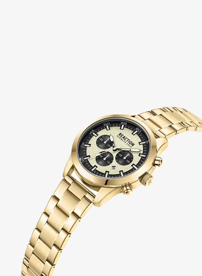 Kenneth Cole Reaction  Kenneth Cole Reaction Chronograph Gents Watch With Gold Stainless Steel Strap 46mm - KRWGI9005404 for Men | Best Price UAE
