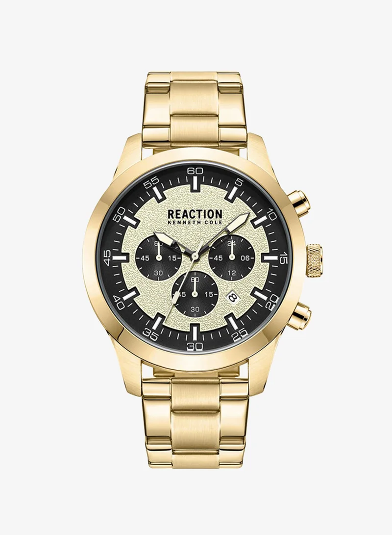 Kenneth Cole Reaction Chronograph Gents Watch With Gold Stainless Steel Strap 46mm - KRWGI9005404