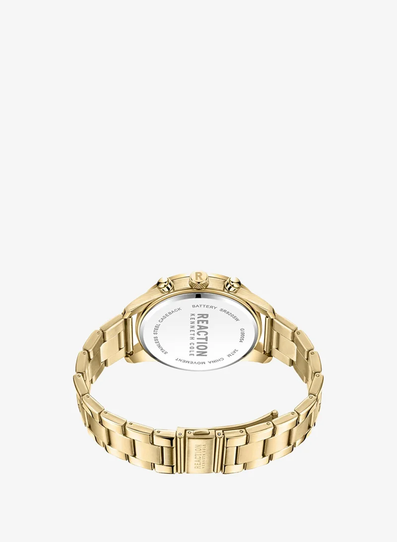 Kenneth Cole Reaction  Kenneth Cole Reaction Chronograph Gents Watch With Gold Stainless Steel Strap 46mm - KRWGI9005404 for Men | Best Price UAE
