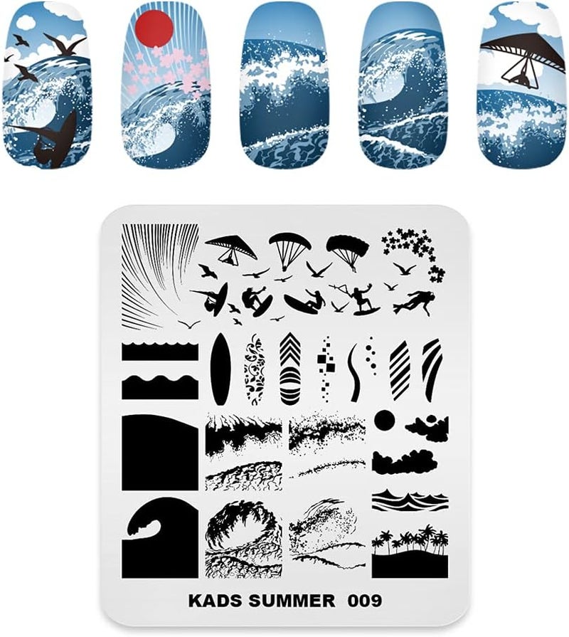 KADS Nail Art Stamping Plate Template Warm Color Summer Series Stamp Plate Nail DIY Tool SU009