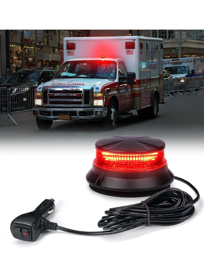 Xprite Xprite LED Rotating Beacon Light, 4.5Inch Super Bright Forklift Strobe Lights w/Magnetic Base for 12-24V Construction Truck Patrol Car Tractor Golf Carts-Red  - Image 1